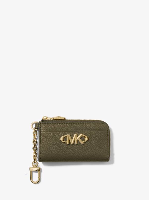 Damske Penazenky Michael Kors Piper Pebbled Leather Zip Card Case Olivovo Zelená - Doplnky Michael Kors Outlet | BDITK-8936